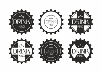 Fototapeta premium Monochrome Bottle caps on white background. top view