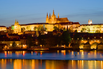Fototapeta na wymiar View of the Prague Castle on an April evening. Prague, Czech Republic