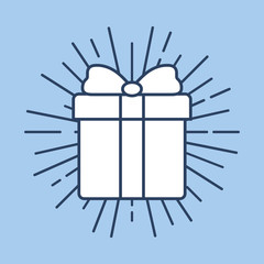 gift box icon over blue background, colorful line design. vector illustration