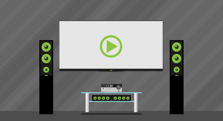 Home cinema. Vector illustration. Flat style.