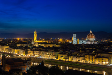 Fototapeta na wymiar Palazzo Vecchio and Cathedral Santa Maria Del Fiore from Piazzale Michelangelo, Florence, Italy