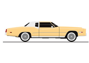 Obraz na płótnie Canvas Sticker of vintage coupe car. Side view. Flat vector.