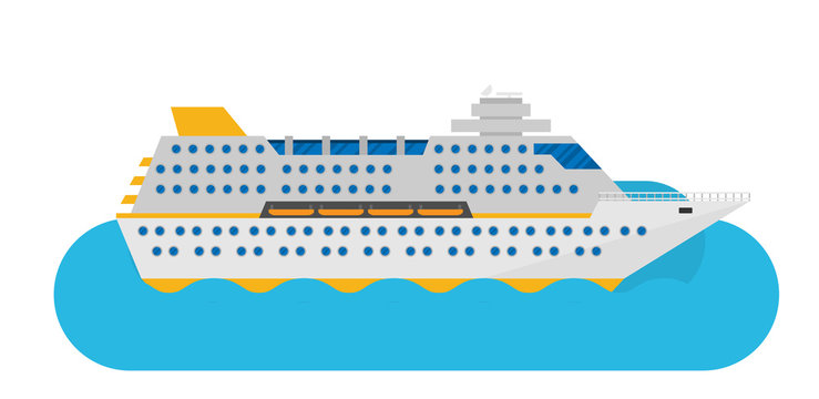 Vector illustration of cruise ship isolated in flat style