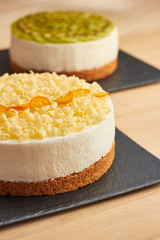 Summer fruit cake with kiwi  and apricots.