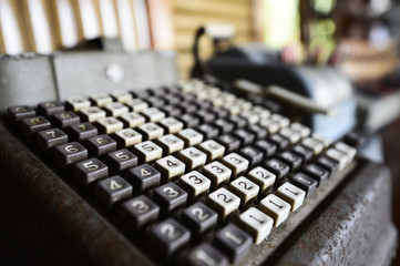 Old style cash register, retro style calculator