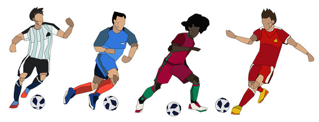 Football soccer players group.