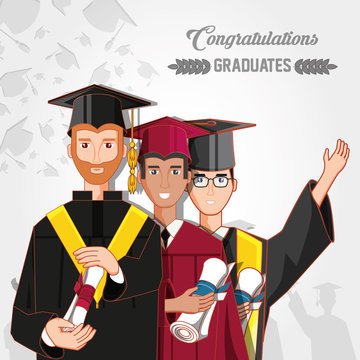group of students graduated characters vector illustration design