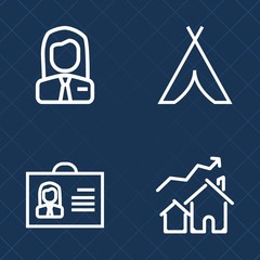 Premium set of outline vector icons. Such as price, recruitment, mountain, executive, nature, employment, social, office, employer, businessman, property, female, human, business, hiking, adventure