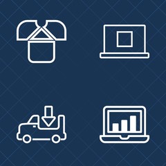 Fototapeta na wymiar Premium set of outline vector icons. Such as wear, user, short, vehicle, chart, internet, delivery, shipping, freight, transportation, platform, lorry, web, template, shirt, clothing, head, person