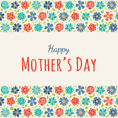 Fototapeta na wymiar Happy Mother's Day - background with hand drawn flowers and wishes. Vector.