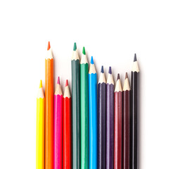 Set of colored pencils on white background. Isolated.