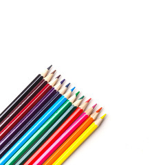 Set of colored pencils on white background. Isolated.