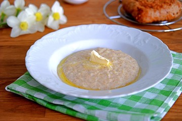 Oatmeal with butter for breakfast