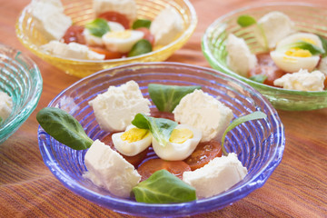 mixed appetiser with cheese and eggs