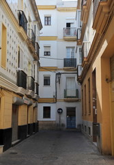 Fototapeta na wymiar The Ancient street of Cadiz, one of the oldest cities in Western Europe.