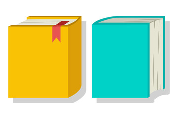 Two books vector flat icons isolated on white background.