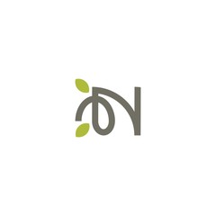 Letter N Leaf Nature Creative Minimalist Logo Design Template