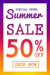 Summer Sale - colourful poster. Vector.