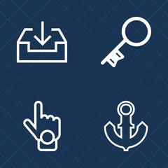 Premium set of outline vector icons. Such as interface, cruise, graphic, press, vessel, point, key, home, lock, technology, security, gesture, female, finger, touch, sign, direction, unlock, button