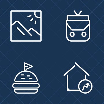 Premium set of outline vector icons. Such as fresh, cheese, tomato, increase, accessory, lettuce, photography, modern, lunch, nature, beautiful, slice, bread, estate, background, meal, landscape, real