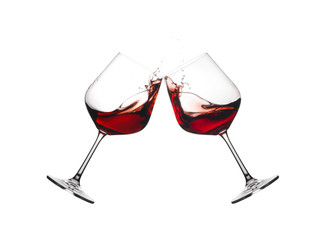 Wine glasses in toast.