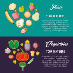 set fruits and vegetables healthy food vector illustration design
