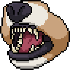 vector pixel art dog bite