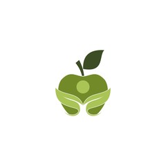 Apple Meal Human Fit Creative Abstract Nature Logo Design Template