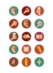 healthy food diet set products vector illustration design