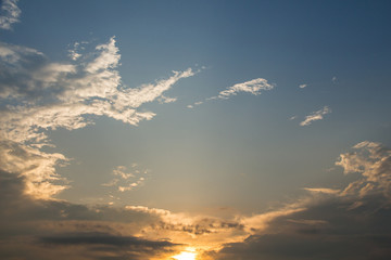 Naklejka na ściany i meble Sky with clouds between sunset or sunrise beautiful background