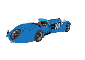 Obraz na płótnie Canvas blue retro vector car