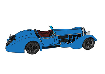 blue retro vector car