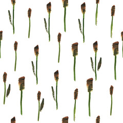 Seamless pattern with reeds. Watercolor illustration.