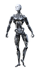 3D Rendering Male Robot on White