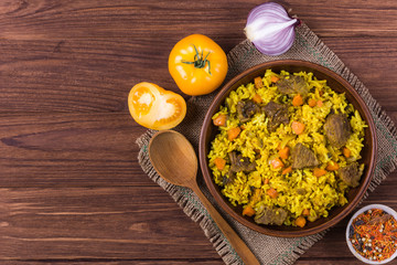 Pilaf the traditional dish of Asian cuisine