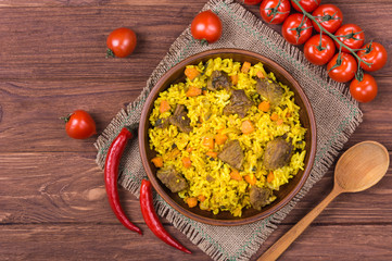 Pilaf the traditional dish of Asian cuisine