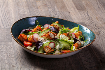 Salad with grilled salmon