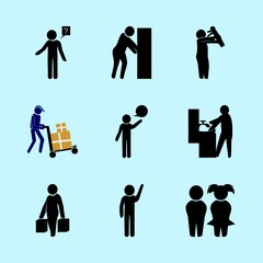 icons about Human with shopper, birthday, angry, invite and action