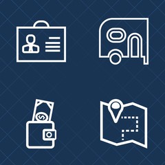 Premium set of outline vector icons. Such as truck, financial, social, vehicle, auto, male, business, navigation, female, map, cargo, transport, location, pin, service, profile, money, commercial, car