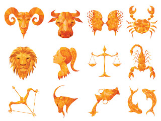 horoscope,horoscope on white background,Orange horoscope in triangle shape