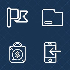 Premium set of outline vector icons. Such as sale, payment, retail, bag, america, sign, shop, usa, nation, document, digital, country, mobile, web, transfer, red, phone, cellphone, white, smart, store