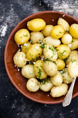 boiled potatoes, top view
