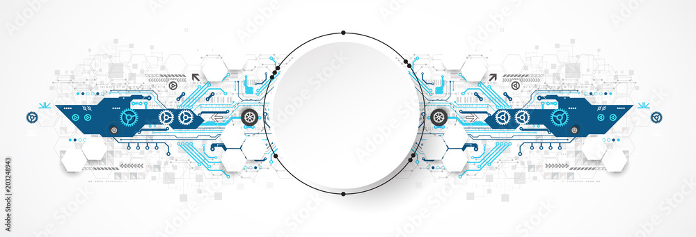Aufkleber Abstract circle technology concept. Circuit board, high computer color background.