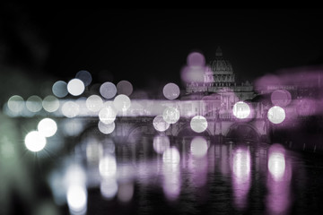 ABSTRACT BOKEH LIGHT. SAINT PETER BASILICA. FAMOUS DESTINATION OF ROME. TOP ATTRECTION OF ITALY. © designagy
