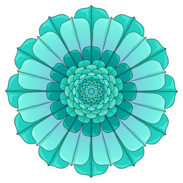 Turquoise mandala flower background art
