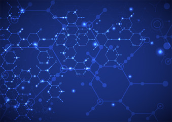 Abstract  technology hexagonal background. Connection structure.