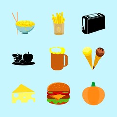 icons about Food with kitchen, breakfast, dessert, milk and sweet