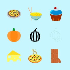 icons about Food with cream, mushroom, tomato, cooking and bake