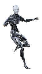 3D Rendering Male Robot on White