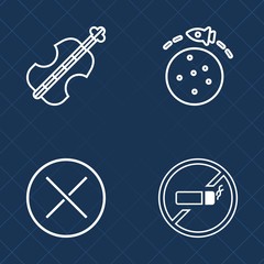 Premium set of outline vector icons. Such as close, graphic, science, habit, rocket, space, galaxy, delete, technology, violin, launch, web, object, cigarette, cross, addiction, remove, mark, musical